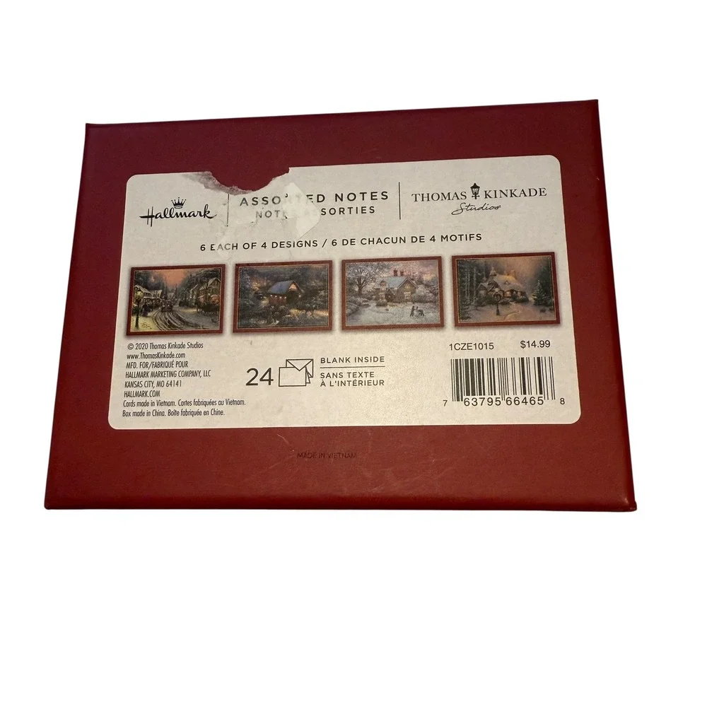 Hallmark Thomas Kinkade Christmas Note Cards Assorted Holiday Winter‎ Scenery